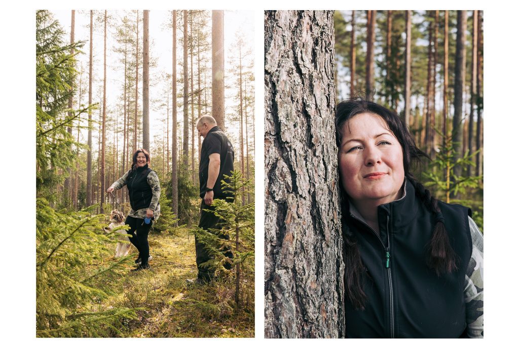 Terhi ja Teemu Kinnarille metsä on rauhoittava paikka.