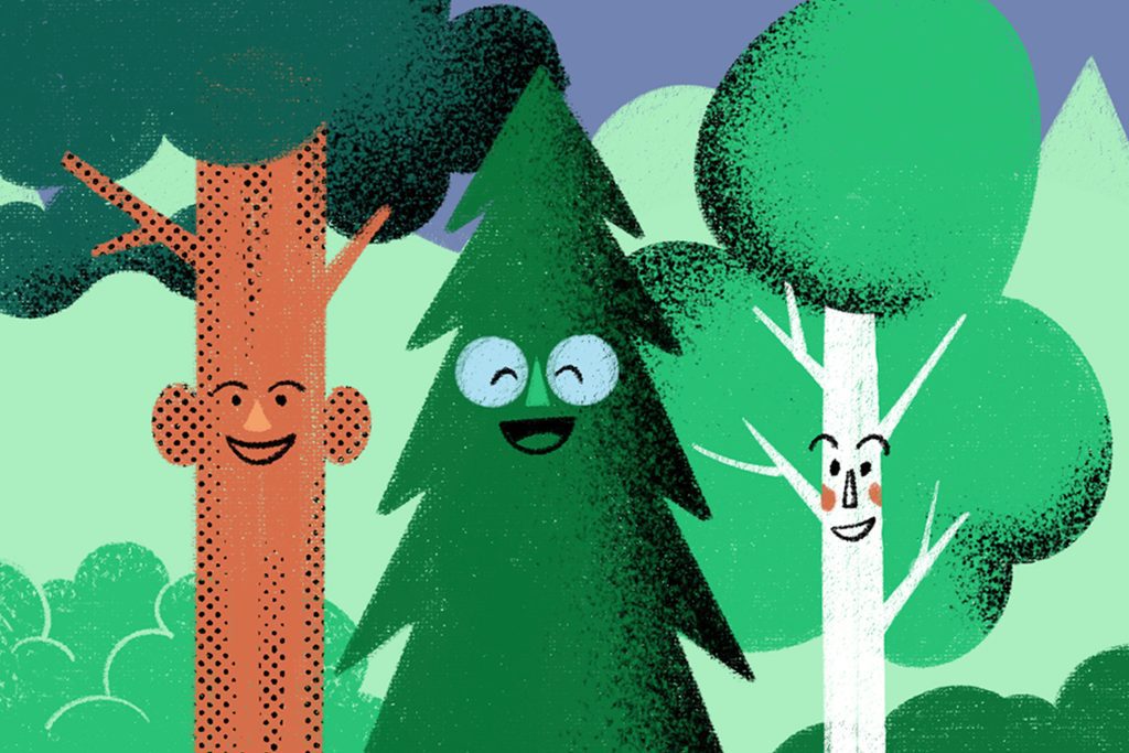 Piirretty metsämaisema