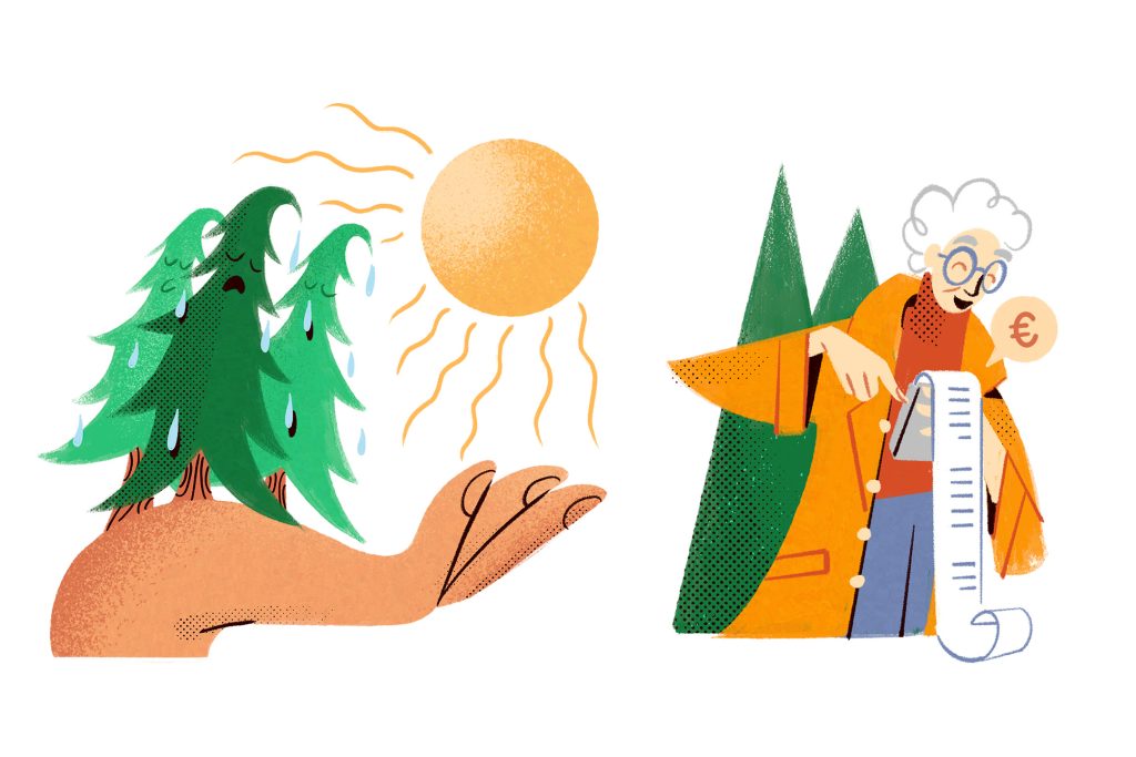 Piirroskuva iäkkäästä metsänomistajasta