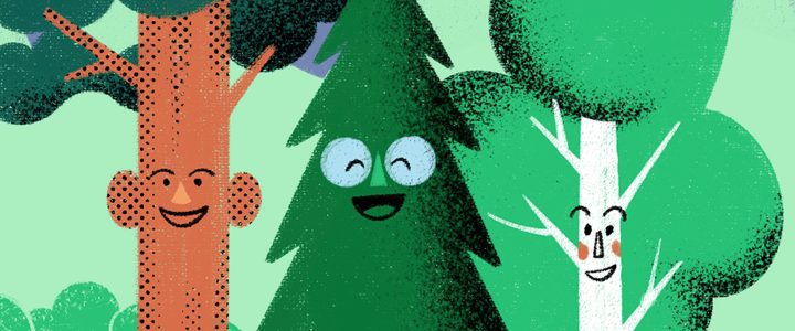 Piirretty metsämaisema