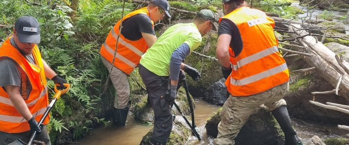 Vaalimaanjoen virtavesitalkoiden talkoolaisia